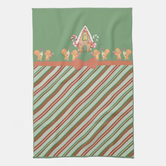 Gingerbrood House en Gingerbrood Men Kitchen Towe Theedoek (Verticaal)