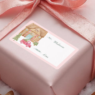 GingerBrood House en Red  Truck naar & Van Etiket