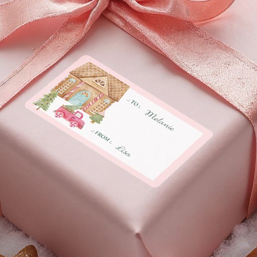 GingerBrood House en Red  Truck naar & Van Etiket