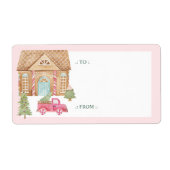 GingerBrood House en Red  Truck naar & Van Etiket (Voorkant)