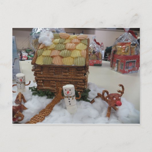 Gingerbrood House en Snowmen Briefkaart (Voorkant)