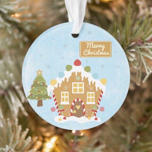 GingerBrood House en Train - Two Sided Kerstmis Ornament (Boom)