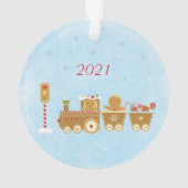 GingerBrood House en Train - Two Sided Kerstmis Ornament (achterkant)