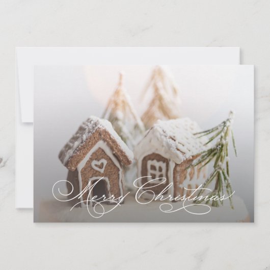 GingerBrood House Flat Kerstmis Feestdagenkaart (Voorkant)