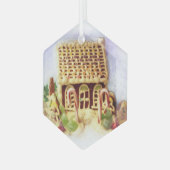Gingerbrood House Hexagon Glass Ornament (Voorkant links)
