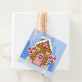 Gingerbrood House Holiday Blue Gift Labels (In situ)