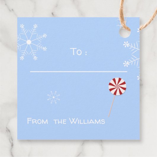 Gingerbrood House Holiday Blue Gift Labels (Achterkant)