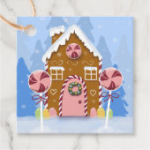 Gingerbrood House Holiday Blue Gift Labels (Voorkant)