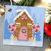 Gingerbrood House Holiday Blue Gift Labels