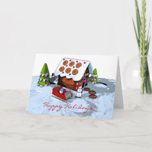 Gingerbrood House Holiday Card Feestdagen Kaart
