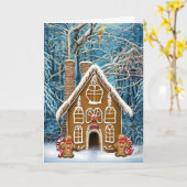 Gingerbrood House Holiday-kerstkaart Kaart (Gele Bloem)