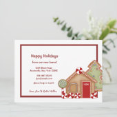 Gingerbrood House Holiday Moving Announement Feestdagenkaart (Staand voorkant)