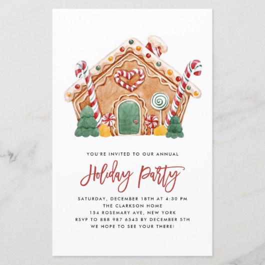Gingerbrood House Holiday Party Invitation (Voorkant)