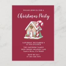 Gingerbrood House Holiday Party Invitation