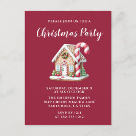 Gingerbrood House Holiday Party Invitation Briefkaart