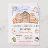 Gingerbrood House Holiday Party Invitation Kaart (Voorkant)