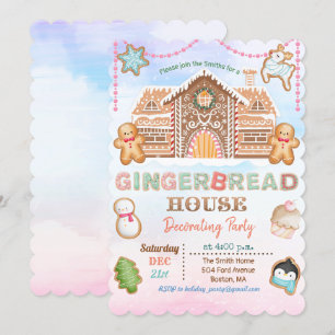 Gingerbrood House Holiday Party Invitation Kaart