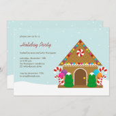 Gingerbrood House Holiday Party Uitnodiging (Voorkant / Achterkant)