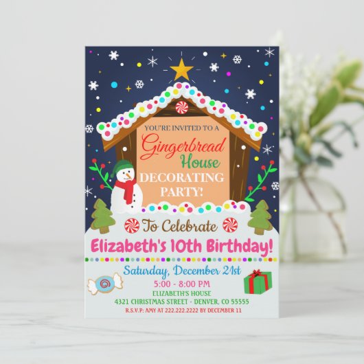 Gingerbrood House Holiday Uitnodiging (Staand voorkant)