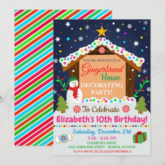 Gingerbrood House Holiday Uitnodiging (Voorkant / Achterkant)