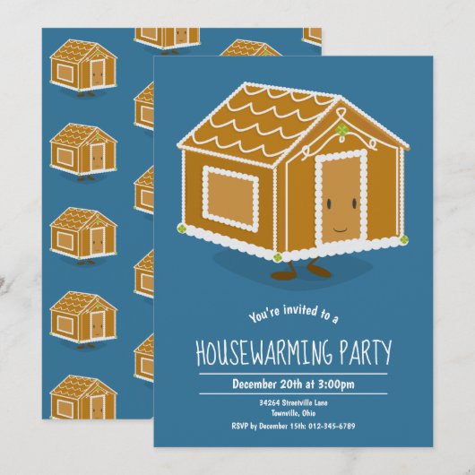 Gingerbrood House Housewarming Party Uitnodiging (Voorkant / Achterkant)