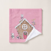 Gingerbrood House Ice Skateh Snowy Day Bad Handdoek (Wasdoekje)