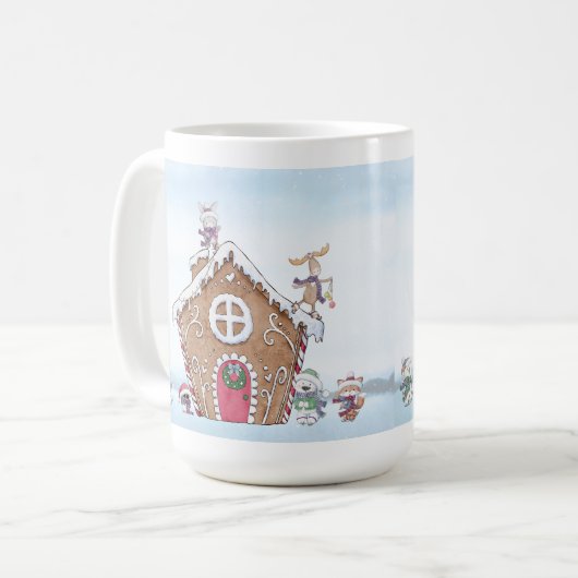 Gingerbrood House Ice Skateh Winter Scene Koffiemok (Voorkant links)