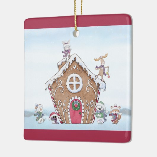 Gingerbrood House Ice Skies Custom Keramisch Ornament (Links)
