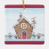 Gingerbrood House Ice Skies Custom Keramisch Ornament (Voorkant)