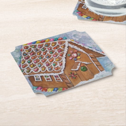 Gingerbrood House Kartonnen Onderzetters (Gekanteld)