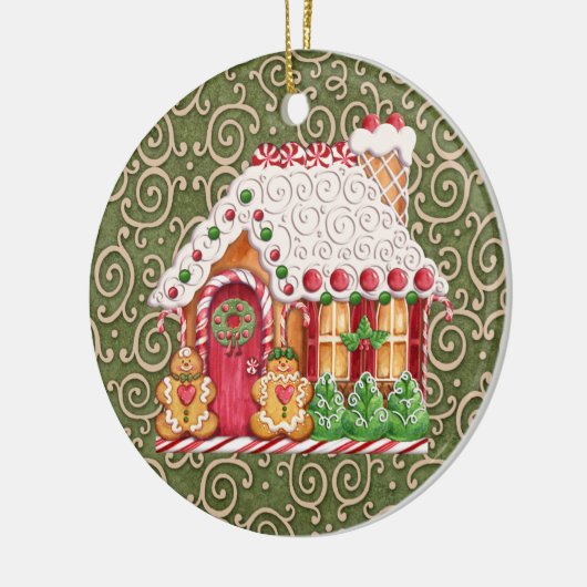 Gingerbrood House Keramisch Ornament (Links)
