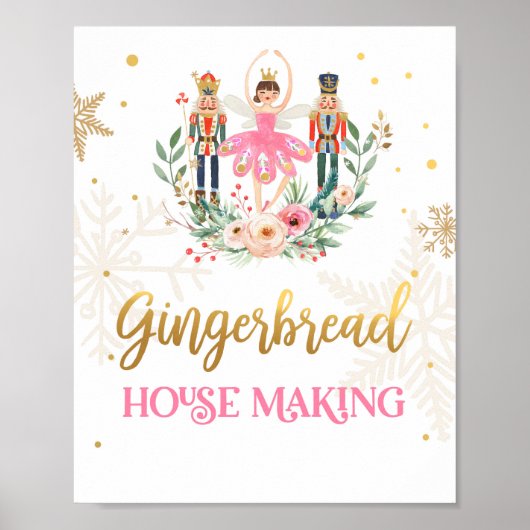 Gingerbrood House Making Nutkraker Ballerina Girl Poster (Voorkant)