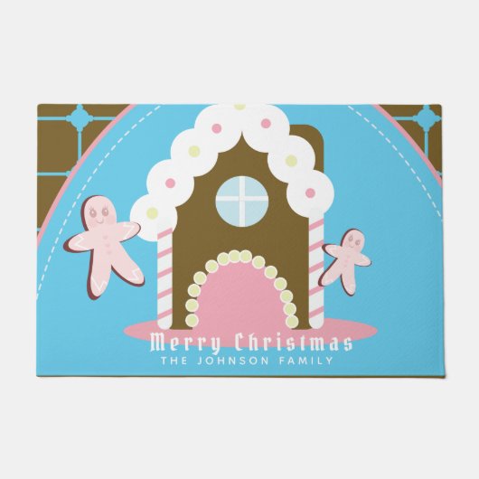 Gingerbrood House Man Familienaam Doormat Deurmat (Voorkant)