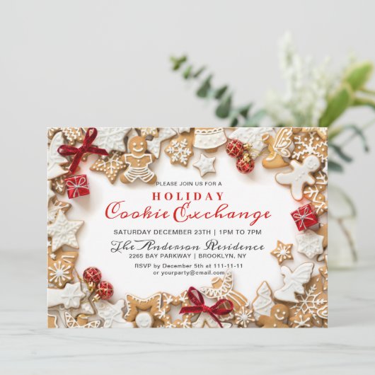 Gingerbrood House, Man Holiday Cookie Exchange Kaart (Staand voorkant)