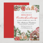 Gingerbrood House, Man Holiday Cookie Exchange Kaart (Voorkant / Achterkant)