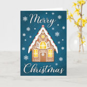 Gingerbrood House Merry kerstgratie Kaart (Gele Bloem)