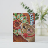 Gingerbrood House Mouse & Wreated Waterverf Art Briefkaart (Staand voorkant)