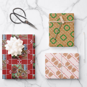 GingerBrood House Mouse & Wreater Waterverf Art Wr Inpakpapier Vel