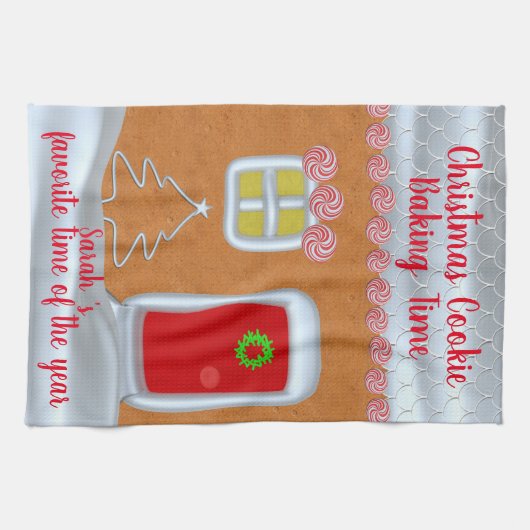 Gingerbrood House Personalized Kitchen Towel Theedoek (Horizontaal)