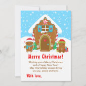 Gingerbrood House Red en Blue Merry Kerstmis Feestdagenkaart (Voorkant)