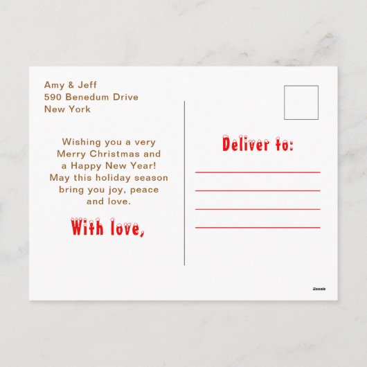 Gingerbrood House Red en Blue Merry Kerstmis Feestdagenkaart (Achterkant)