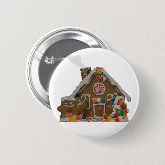 Gingerbrood House Ronde Button 5,7 Cm (Voorkant /achterkant)