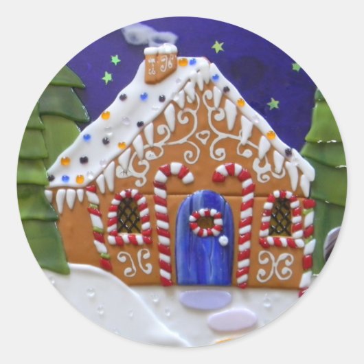 Gingerbrood House Ronde Sticker (Voorkant)