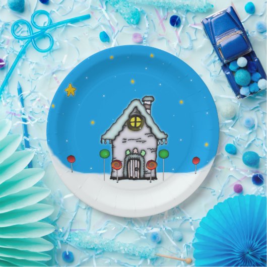 Gingerbrood House Scene Papieren Bordje (Feest)