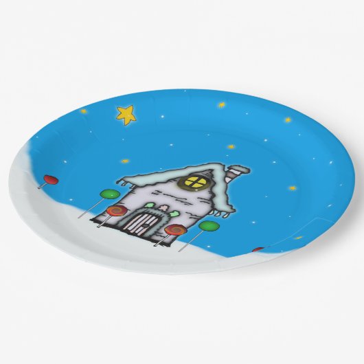 Gingerbrood House Scene Papieren Bordje (Gekanteld)