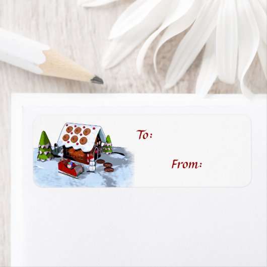 Gingerbrood House Self-Stick Holiday Gift Labels (Insitu)
