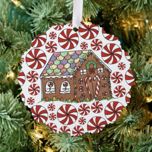 Gingerbrood House Snoep Ugly KerstSweater Ornament Kaart (Insitu (Drie))