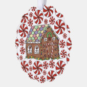 Gingerbrood House Snoep Ugly KerstSweater Ornament Kaart (Links)