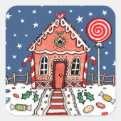 Gingerbrood House Square Sticker (Voorkant)