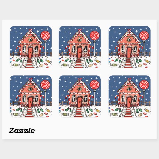 Gingerbrood House Square Sticker (Vel)